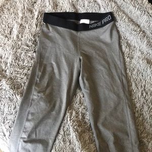 Nike Pro grey cropped spandex running pants